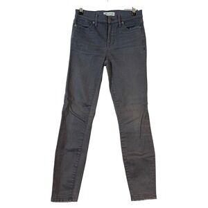 Madewell High Riser Skinny Jeans Charcoal Gray Raw Hem 26 Y2K Grunge Capsule
